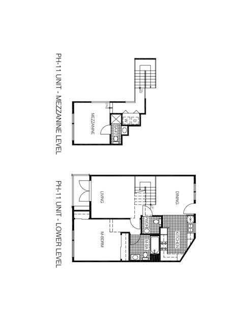 Floor plan for 1 bed, 2.5 baths, 1332 sqft